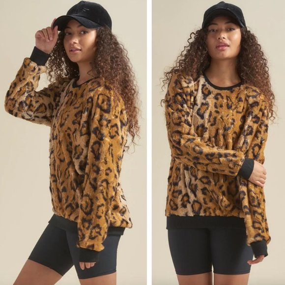 SpiritHoods Sweaters - SpiritHoods Cheetah Ultra Soft Faux Fur Sweater Crew Neck Relaxed Fit